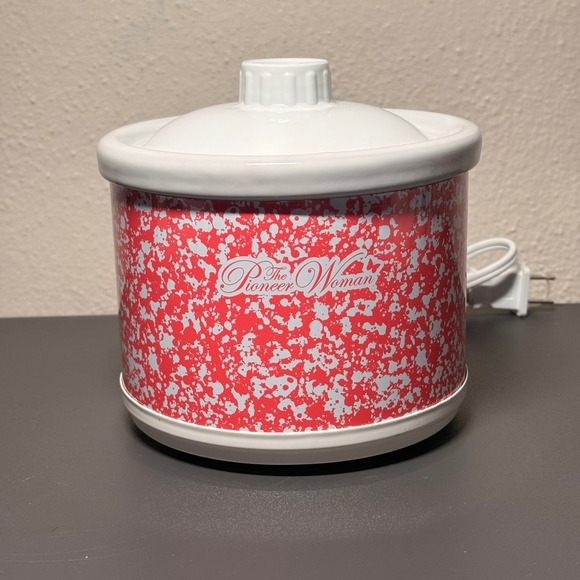 The Pioneer Woman Other - The Pioneer Woman Mini Slow Cooker Red White Speckled Good 0.65 Quart Dip Warmer